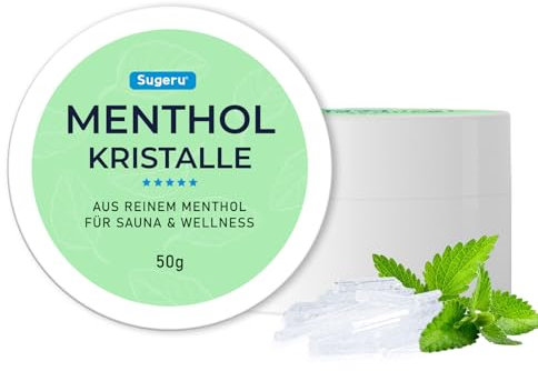 Sugeru Cristaux de menthol - Fabriqué à partir de menthe pure - Dans une boîte refermable - Accessoire rafraîchissant pour sauna - Infusion pour sauna - Infusion pour sauna avec arôme apaisant -