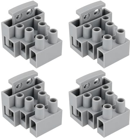 Create idea 4pcs 3 Pole Fused Terminal Block 10A Fuse Connector for Electrical Equipment that Requires Circuit Protection and Power Distribution Gray