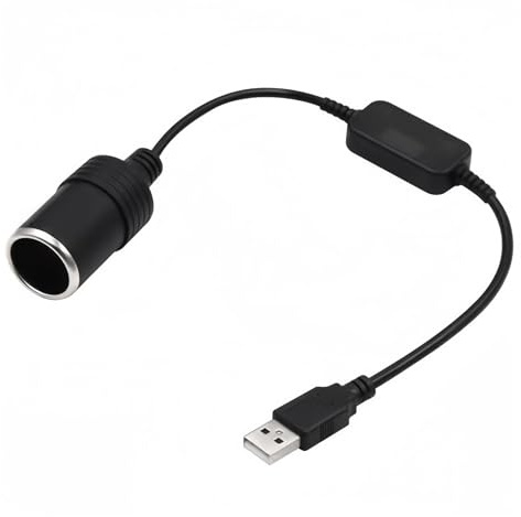Adaptador USB a Mechero Hembra Coche, Cable USB a Encendedor, Cable Convertidor 5V a 12V con Enchufe de Encendedor de Cigarrillos, Adaptador de Voltaje Macho a Mechero 12V, Convertidor de Corriente