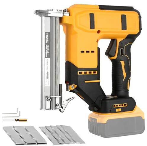 WILIBUT 2-i-1 elektrisk spikpistol för Dewalt 20 V batteri, 18 Gauge trådlös batteridriven spikpistol/häftpistol med 1 000 spikar och 1 000 häftklamrar, för hemförbättring, gör-det-själv
