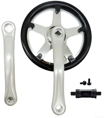 Yuanpgky Guarnitura pieghevole 44T per bicicletta da 170 mm con foro quadrato, compatibile con biciclette a velocità singola e multi-velocità, corona in lega per strada e montagna (guarnitura + 118 BB