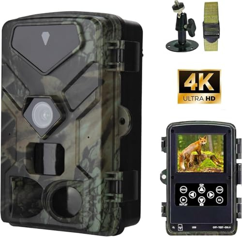 RecorCam Camara Fototrampeo 50MP 4K HD, Camara de Caza Nocturna IR 850 NM, Cámaras Fototrampeo Captura Fotográfica 0,2 S, Impermeable IP65, Cámara de Caza Tarjeta de Memoria No Incluida. (HC883A)