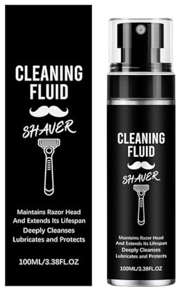 Shaver Cleaning Spray, 3.6x3.6x15.2cm 100ML Electric Razor Cleaner, Beard Trimmer Solution, Maintenance Grooming Hygiene, Shaving Accessory