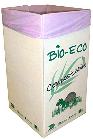 IMBALLAGGI ALIMENTARI PZ 5 Contenitore PORTARIFIUTI in Cartone + PZ 20 Sacchi COMPOSTABILI BIODEGRADABILI per Raccolta DIFFERENZIATA