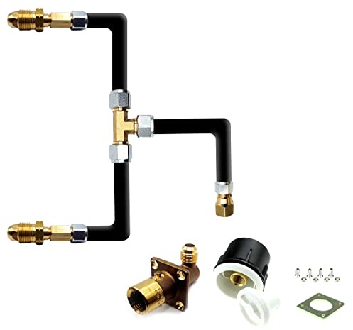 DN Autogas Parts LPG Bayonet Filling Point Adaptor with Two Gas Bottle Pol Swivel Refill Adapters, Pipe and White Housing Box 3 Meters