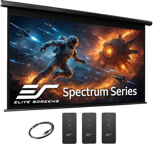 Elite Screens Spectrum RC1 Remote, 125-INCH Diag 16:9, Motorized Projection Screen Movie Home Theater 4K/8K Ultra HD Ready Drop Down, ELECTRIC125H2, Black Case