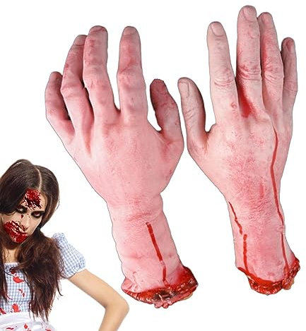 Anloximt Fausse Main coupée | Gaze effrayante avec Accessoire d'halloween Effrayant de Sang - Fournitures de fête d'horreur pour Les fêtes d'halloween, Maquillage de Vampire, fêtes costumées
