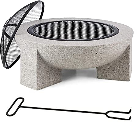 Petit brasero, Bol à feu pour Jardin et terrasse, brasero avec étagère pour Barbecue Comprenant Une Grille pour Utilisation comme Barbecue