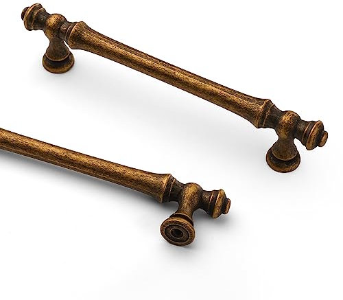 9BUILD 10 Pack 128mm Antique Brass Cabinet Handles - Kitchen Cupboard & Wardrobe Handles - Zinc Alloy UK0036