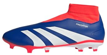 adidas Unisex Predator League Laceless Football Boots Firm Ground, Lucid Blue/Cloud White/Solar Red, 11 UK
