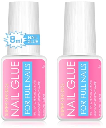 2 Stück 8g Nagelkleber, Nagelkleber Für Kunstnägel, Kleber für Press on Nageltips, Fingernägel zum Aufkleben, professionelle Nagelkleber Gel Für Fake Nails Tips Nail Art