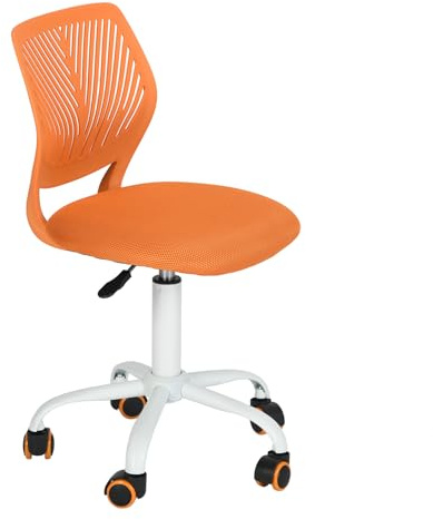 Homy Casa Schreibtischstuhl, verstellbarer Drehstuhl, Bürostuhl, Stoffsitz, ergonomischer Arbeitsstuhl ohne Armlehne, Orange