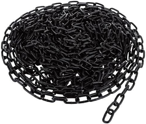 JMIATRY 8 Metres Length 304 Stainless Steel Chain, 5mm Heavy Duty Chain Links, Black Galvanized Steel Welded Link Chains Lift for Fence Gate, Garage Doors, Swing Chains and Bicycle Security Lock
