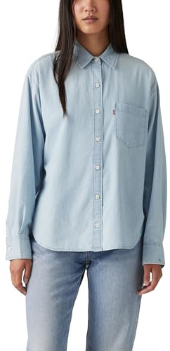 Levi's Damen Harlie Boyfriend Shirt Where is She Blue M