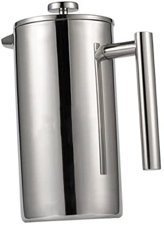 DINHEAROM Cafetera De Acero Inoxidable De Prensa Francesa De Filtro Para Café Té y Bebidas Diseño Moderno y Fácil De Limpiar