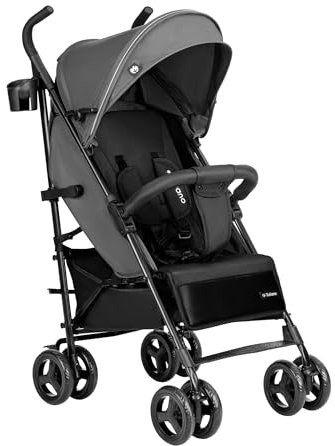 Tulano Davos 35 | Buggy Kinderwagen ab 6 Monate bis 4 Jahre | PU-Räder | XXL-Verdeck | 5-Punkt-Gurt | Faltbar | Fußsack, Moskitonetz, Getränkehalter | EN 1888 | bis 22 kg | Grau