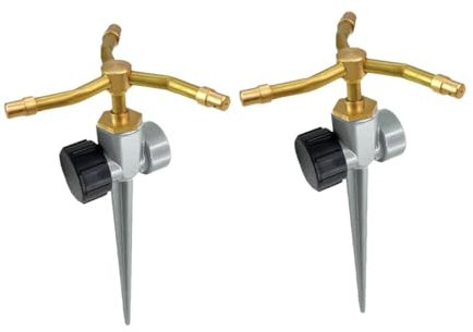 Sharplace Lot de 2 arroseurs métalliques à 3 Bras, buse en Laiton rotative à 360 degrés en Alliage d'aluminium pour arrosage de Grandes