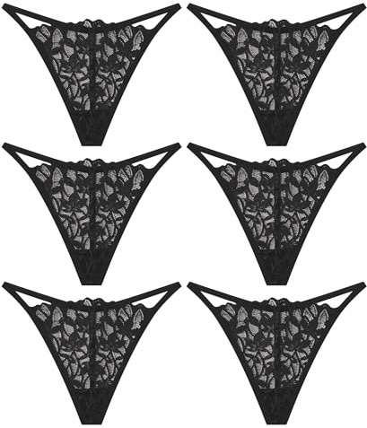 Sth Big String Ficelle Femme Sexy Chic Dentelle éLéGante Lingerie Tanga Femme Dentelle en Lot Belle sous VêTements（S）