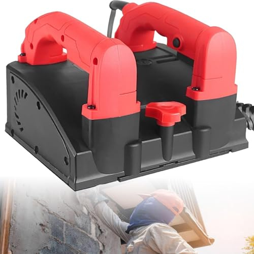 Ryanong Electric Wall Planing Machine, Cordless Wood Planer with Two Handles, 0-4mm Depth Adjustment and Detachable Handle, Efficient Heat Dissipation and Convenient to Carry, for Stone, Marble, Slab