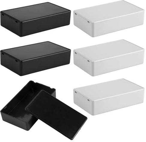 6 stycken elektronikhölje kopplingsdosa svart och vit rektangulär plasthölje elektronisk projektlåda vattentät kopplingsdosa med lock, för gör-det-själv grendosa, 100 x 60 x 25 mm