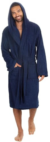 Style It Up Luxury Mens 100% Cotton Terry Towelling Bath Robe Hooded Comfortable Housecoat Soft Absorbent SPA Dressing Gown