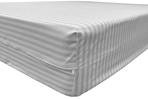 Dalina Funda de Colchón con Cremallera 135x190x25cm - Protector Colchón Transpirable, Tejido Poliéster Sin Elástico - para Cama 135cm, Gris