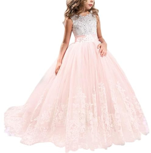 Vestito da Principessa Bambina Ragazze Vestito Elegante Tulle a Strati da Principessa Abiti da Sposa Vestito Sposa Bambina Abito Cerimonia Bambino Abito Comunione Bambino
