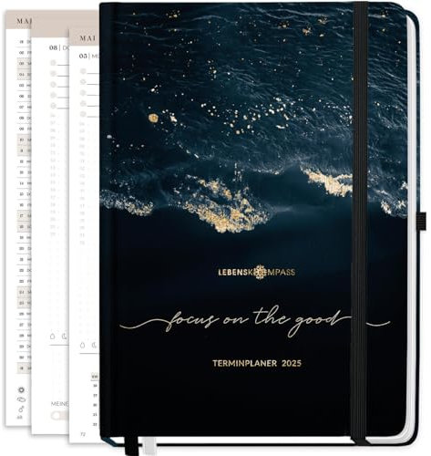Lebenskompass Kalender 2025 Buchkalender A4 - Schöner Wochenkalender & Terminplaner 2025 - stabiles Hardcover - Taschenkalender 2025 - Buchkalender A4 + Viele Extras