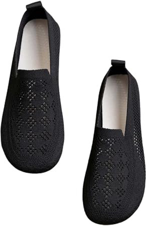 Chaussures plates pieds nus pour femme - Ballerines respirantes élégantes - Été - Légères - Sportives - Noir - Pieds larges - Ballerines en tissu - Confortables - Semelle plate - Chaussures d'été -