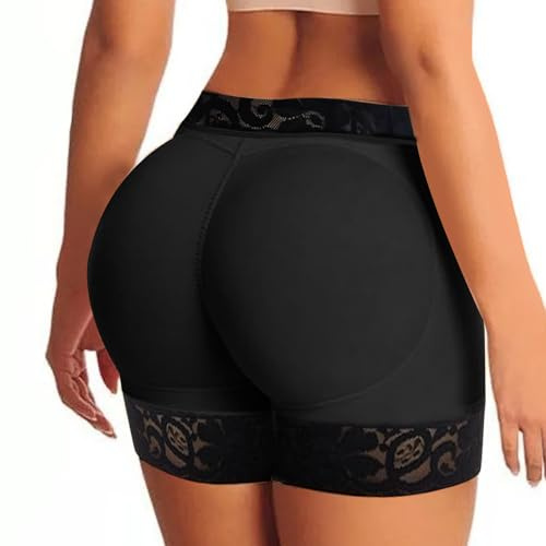 Générique Femme Culotte Sculptante Rembourrée, Culotte Gainante Femme Butt Lifter Hip Enhancer Culottes Push Up Fesse Shapewear (FR/ES, Alpha/Lettres, L, Taille Normale, Taille Normale, Noir)