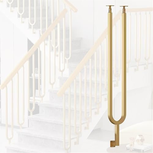 Balustre d'escalier réglable en forme de U pour escalier intérieur Plateforme gain de place Doré 110 cm