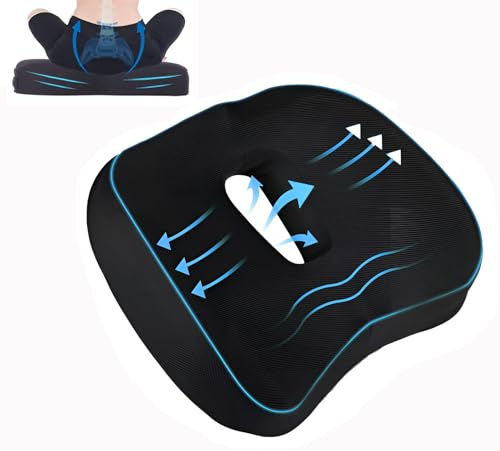 Accmuzzy Donut Cushion Orthopedic Memory Foam, Coccyx Seat Cushion for Tailbone, Sciatica & Hemorrhoid Pain Relief, Pressure Relief Pad for Office, Car, Wheelchair (Black)