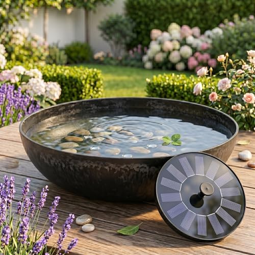 Fontaine solaire d'extérieur - Profondeur : 45 cm - Coque noire - Pour le jardin