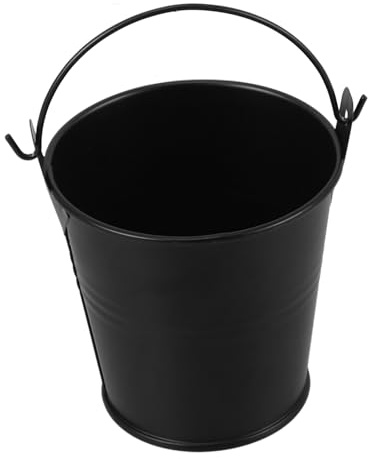 SHINEOFI Cubo Metálico Reutilizable para Barbacoa con Recogedor de Grasa Cubo de Hierro y Práctico para Exterior para Camping y Parrillas Pequeñas