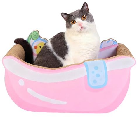 Nuytghr Lit pour Petit Chat, nid de, Chaise Longue en Carton ondulé avec Forme incurvée et texturée, Lieu de Repos ludique pour, Chiot, Petit Chien, décoration d'intérieur pour Animaux de COM