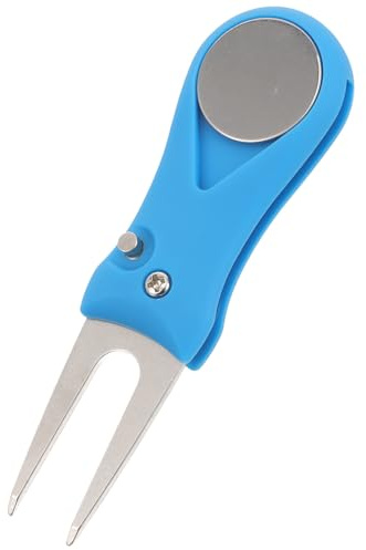 ROMISBABA Forchetta per Zolle da Golf in Metallo Pieghevole Strumento Portatile per Riparazione del Prato da Golf Marcatore per Palline Attrezzo Multifunzione