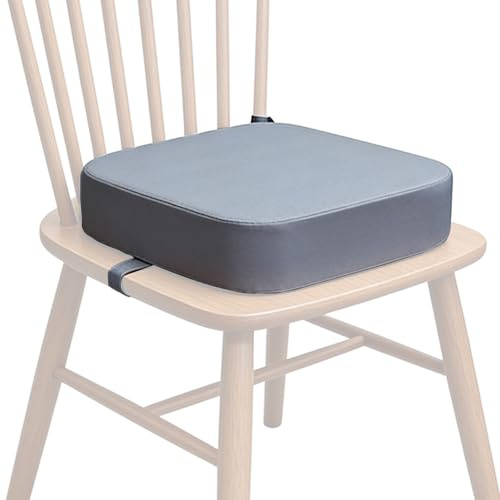 Seduta rialzata per bambini, 34 x 34 x 9 cm, portatile, antiscivolo, per bambini, con 2 fibbie di sicurezza, lavabile, per sala da pranzo e in viaggio, grigio chiaro