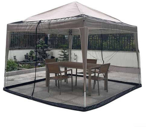 Trayneel 300x300cm Mesh Shade Sail Tent Pavilion with Weighted Water Pipe for Courtyard Garden or Beach Outdoor Shelter Insect Screen Canopy Easy Setup No Bracket Included Black A(Black)