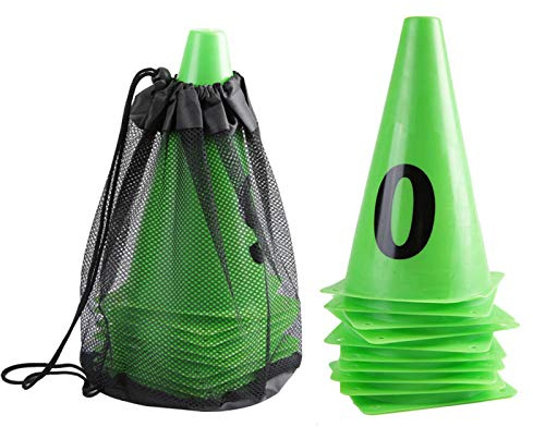 Wosune Field Cone Markers, Sports Marking Football Cones,10pcs Training Cone Number 0-9 Football Barriers Marker with Carry Bag for Football Training, Sports, Games, kids Home Fitness