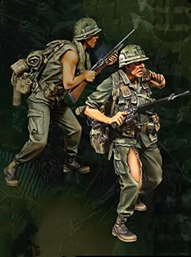 Risjc 1:35 Vietnamkrieg US Army Resin Soldatenmodell (2 Personen) unbemalt und unmontiert Miniaturmodellbausatz/R40591