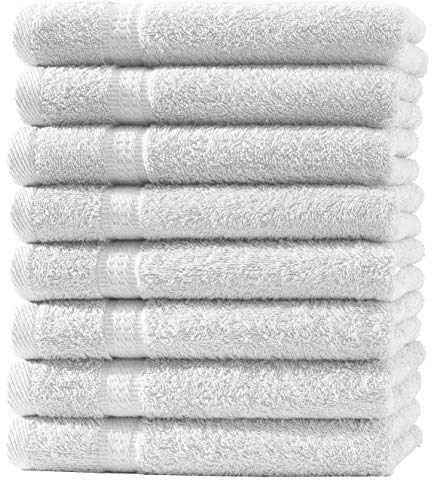 Zestri Frottier Gästehandtuch 8er-Set | Weiß 30x50 | 100% Baumwolle 500g/m² | Öko-Tex Standard 100 Handtuch Gästetuch