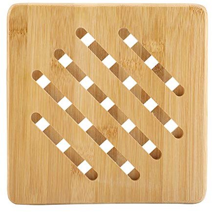 Bamboo Trivet Mat, Wooden Trivet, 15 x 15cm Square Heat Resistant Kitchen Hot Pads, Countertop Protector for Hot Dishes, Pot, Bowl, Teapot