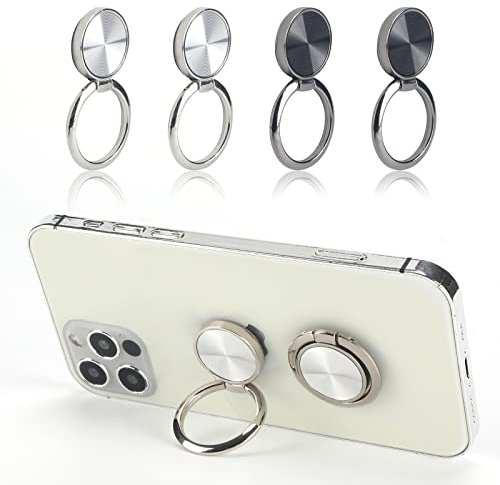 Senbaler 4 Piezas Universal Anillo para Teléfono Móvil,3MM Ultrafino,para Soporte Magnético de Coche,Smartphone Agarre,Rotación de 360° (2 Negro+2 Plata)