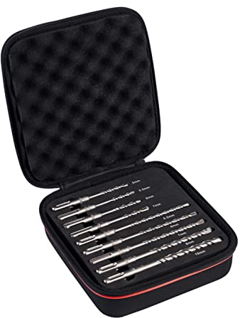 Starrett SDS Plus Drill Bit Kit - 9 Piece KBPSK09 Carbide Tip 2 Point Flute Hammer Drill Bits Set - For Concrete Masonry Stone Bricks