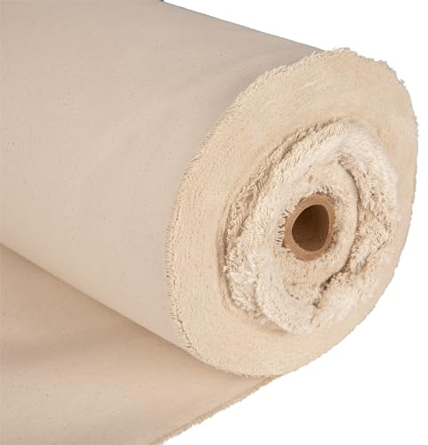 Heavy Duty Canvas Fabric - 60 Inch or 72 Inch Width, Multi-Use for Artist Canvas, Upholstery, Painting Drop Cloth, Decorating, Dust Sheets, Sewing Material - by CRAFT Queen LTD(1m, 60 Inch)