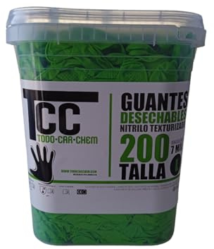 Cubo 200 guantes nitrilo texturizado VERDES - T: XL - TCC- textura diamante - Grosor: 7MIL.