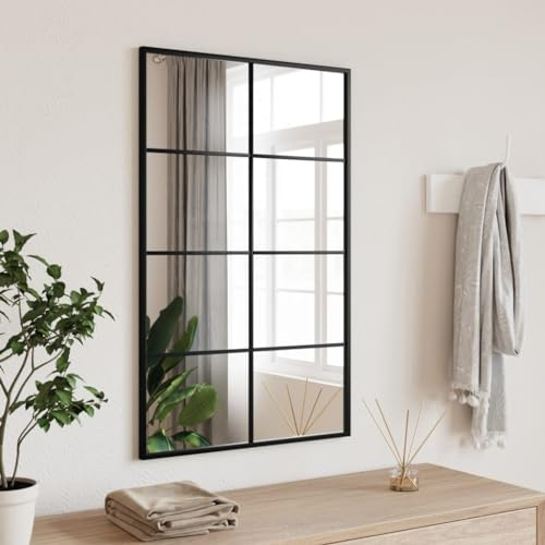 CIADAZ Svart järn rektangulär väggspegel, 50 x 80 cm, badrumsspegel, vardagsrumsspegel, entréspegel, vardagsrumsmöbel - 358648