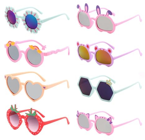 Volhuluk Kinder Sonnenbrillen 4 5 6 7 8 9 10 Jahre, 8 Stück Kunststoffrahme Polarisiert Brille, Sonnenbrillen für Jungen Mädchen, 8 Stile, Zufällige Farben