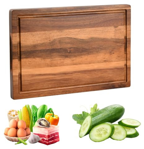 Focenat Tagliere da Cucina Legno, Tagliere in Legno di Acacia, Tagliere Professionale, Tagliere da Cucina Spesso, Tagliere Legno Grande, Tagliere in Bambù, Cutting Board, 39 x 25,5 x 2,5 cm