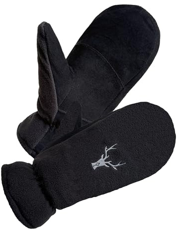 SKYDEER Mittens for Men and Women, Upgraded Deerskin Suede Leather, C100G 3M Thinsulate Insulation, Thermal Polar Fleece, Gloves for Cold Weather (SD5171M/L)